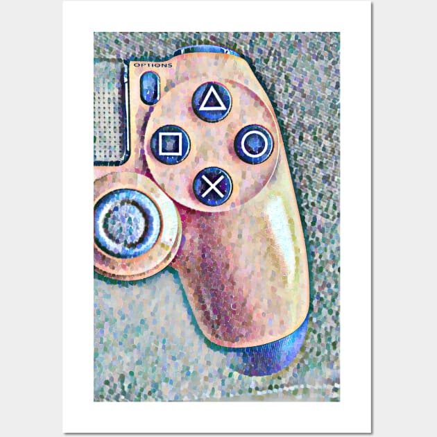 ps4 controller pointilism Wall Art by Guntah